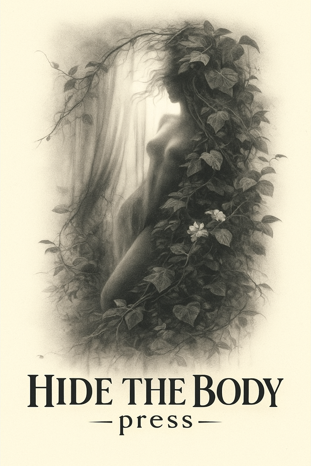 Hide the Body Press emblem: a pencil sketch of a figure wrapped in ivy.